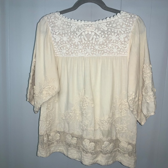 Sundance Ophelia Embroidered lace cotton tunic top Sz M boho cottagecore - Picture 6 of 8